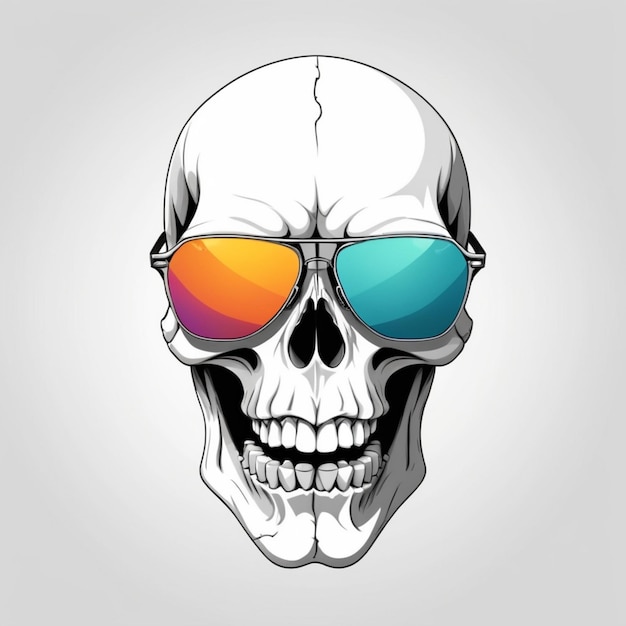 a skull with rainbow colored sunglasses on it and a skull with rainbow colored glasses