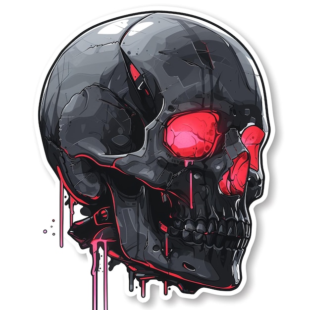 Photo a skull with red eyes and blood dripping down the side