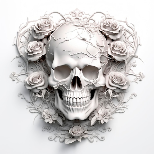 Photo a skull with roses on it is made by a skull