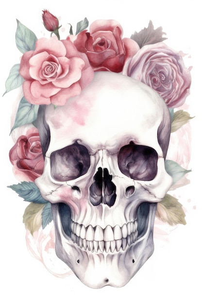 A skull with roses on it