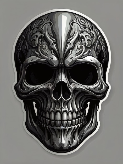 a skull with a silver face and a silver skull on it