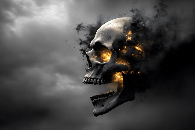 Photo a skull with a skull on it that says quot fire quot