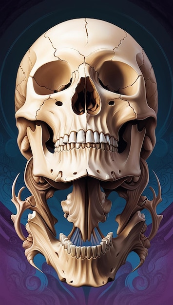 a skull with a skull on it and the words skull on the top