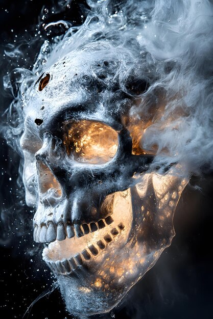 Photo a skull with a skull and smoke coming out of it