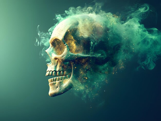 Photo a skull with a smokey skull on its face