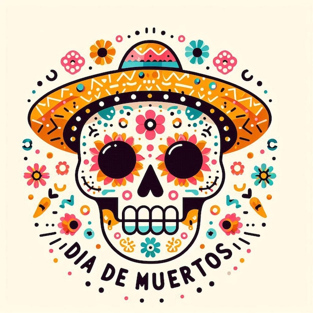 Photo a skull with a sombrero on it is shown