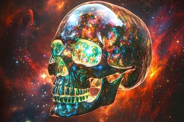 a skull with a space background that says quot death quot