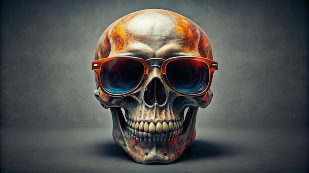 a skull with sunglasses and a skull on the face