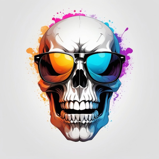 a skull with sunglasses and a skull on it