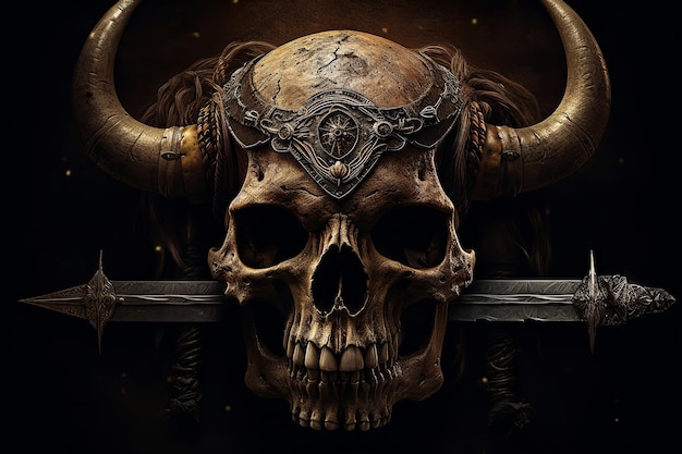 A skull with a sword and the word war on it