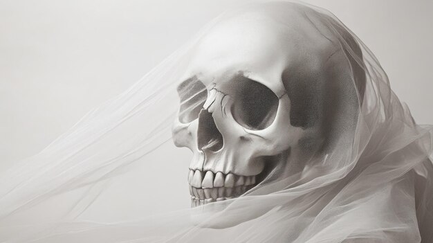 Photo skull with veil for unique wedding theme