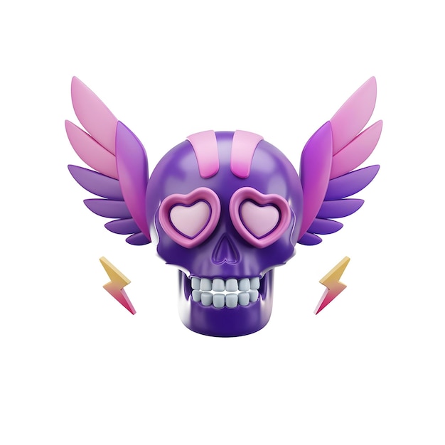 Photo a skull with wings and wings that says wings and hearts