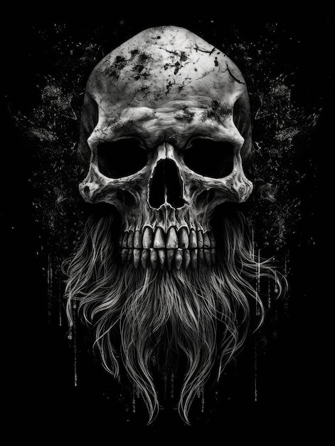 SkullHorror illustration Print for Tshirts Generative AI