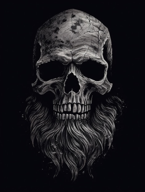 SkullHorror illustration Print for Tshirts Generative AI