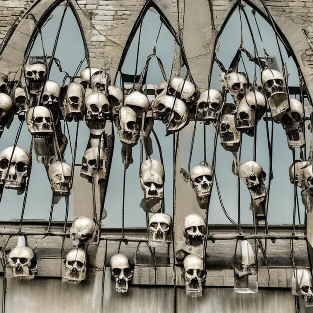 Photo skulls hanging on 16th century london