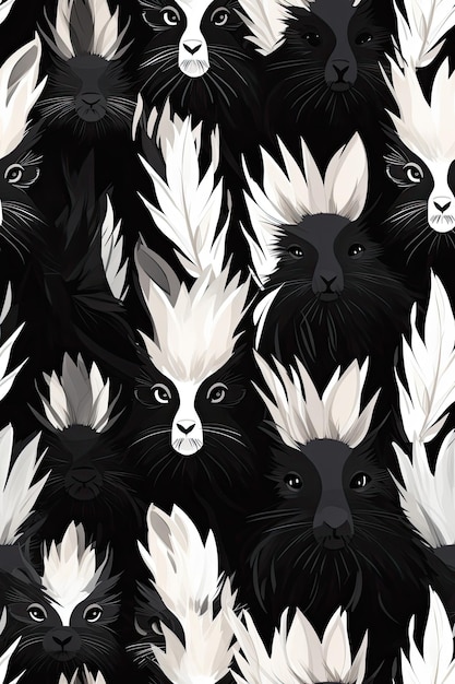 Skunk faces seamless tiles