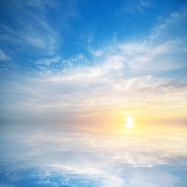 Sky background and water reflection