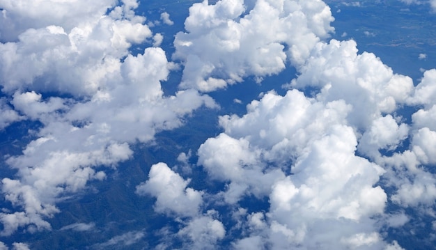 Sky background with clouds. Aerial view