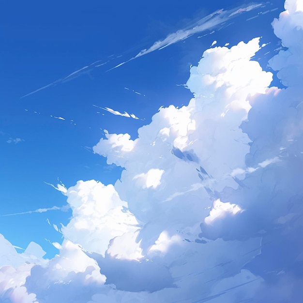 Sky background with clouds in animation style