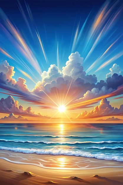 Sky BlueCloud BackgroundHorizon Spring Clear Sky in Morning by the beachVector beautiful landscape nature sunrise in Summer