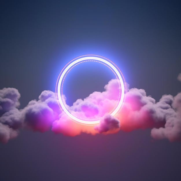 Sky and clouds Abstract geometric background ring shape with glowing rings