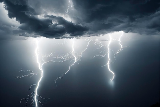 Sky and clouds with lightning.