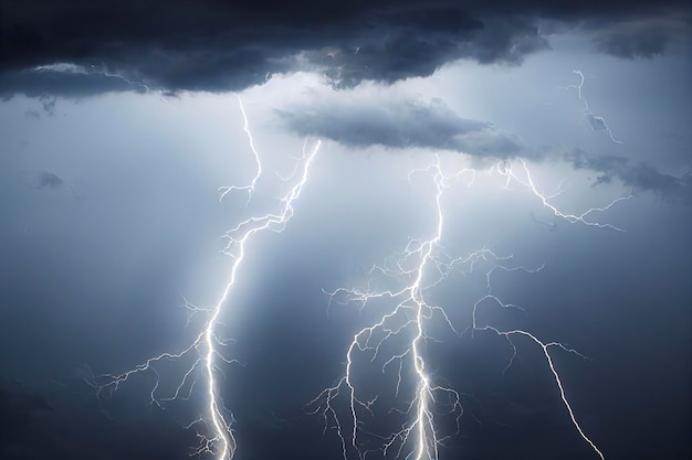 Sky and clouds with lightning.