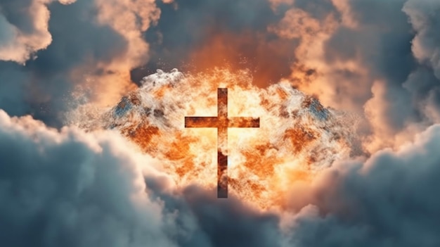 The sky and the crucifix of Christ GENERATE AI