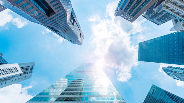 Sky and exterior glass wall modern buildings