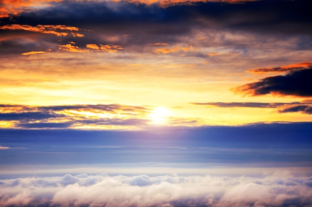 Sky hight with mist in cloudy day at sunrise