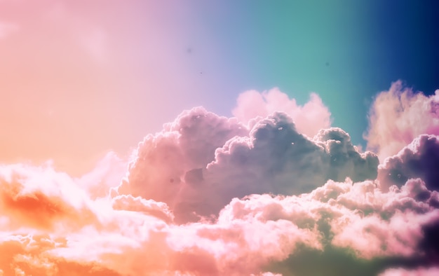 Sky landscape with clouds in paste multil colors