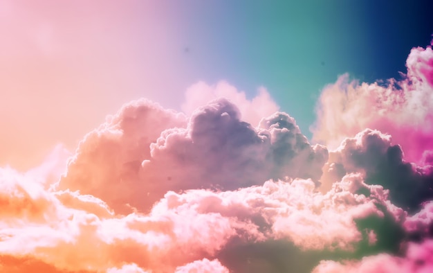 Sky landscape with clouds in paste multil colors