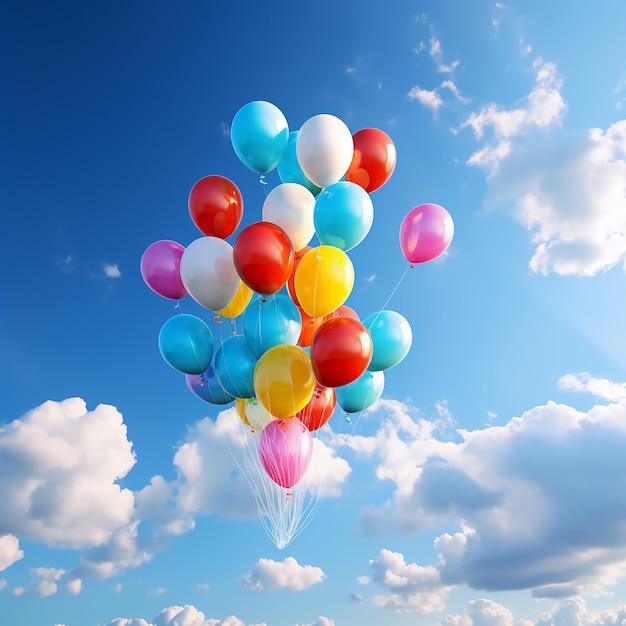 Sky's Carnival Colorful Balloons Dance Above Blue