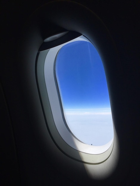 Sky seen through airplane window