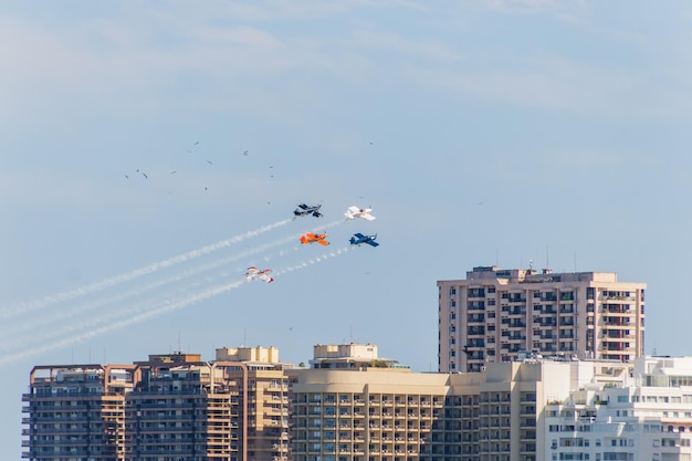 Sky squadron performing in Copacabana in Rio de Janeiro Brazil