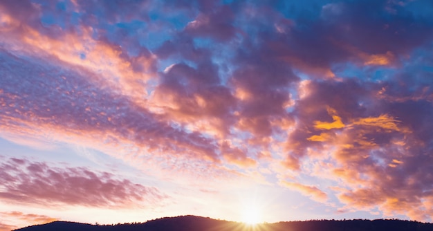 Sky sunrise over view on mountain