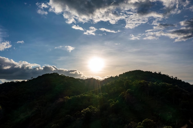 The sky during twilight time in Omkoi district is very beautiful especially when the sun is set behind the mountain