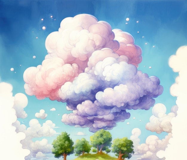 Sky with clouds and trees