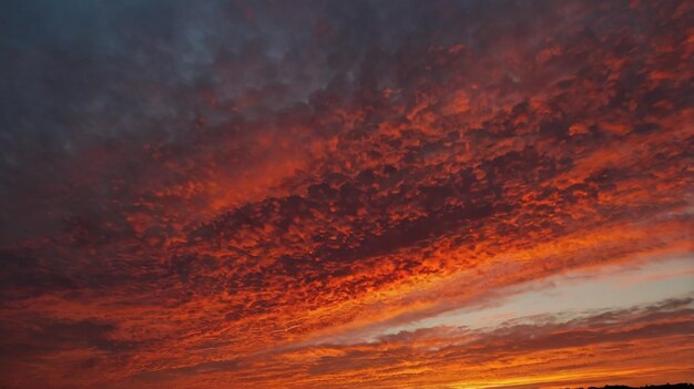 Sky with fiery red sun sinking below horizon dramatic sunset vibrant colors cinematic scene