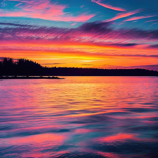 sky with a pink and blue sunset over a body of water