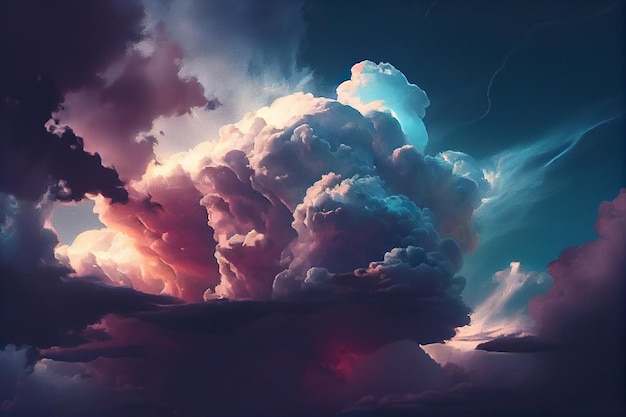 Sky with thunderous clouds Digital painting stylegenerative ai