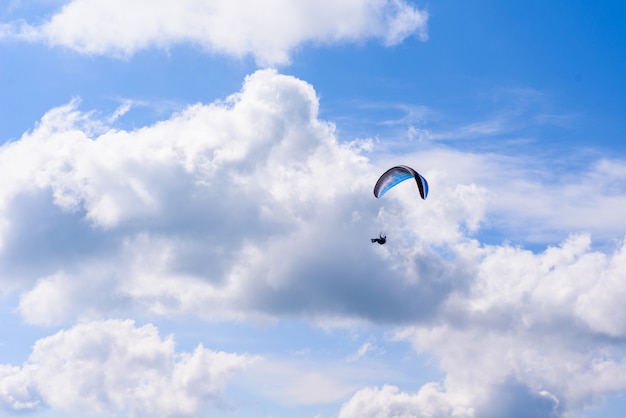 Skydiver in the clear sky