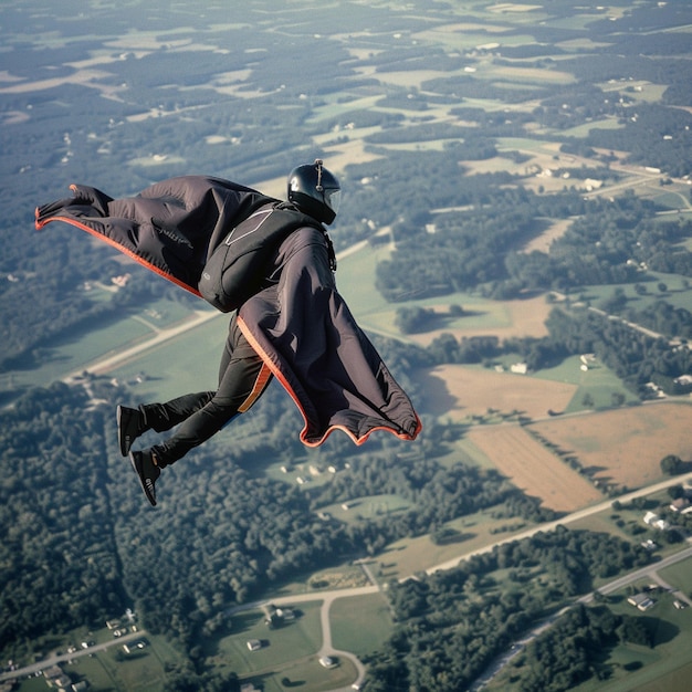 Photo a skydiving school with students practicing body positions in an air stream