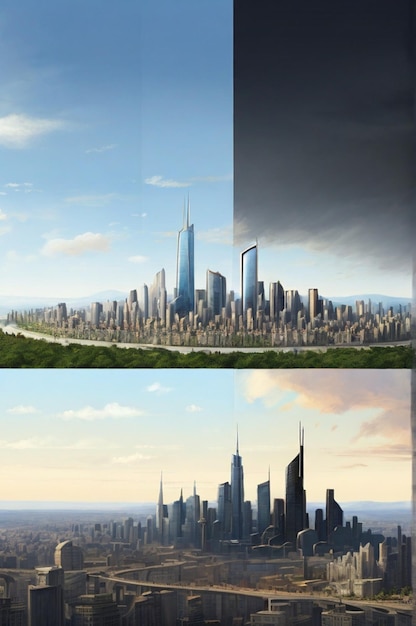 A skyline comparison between a city