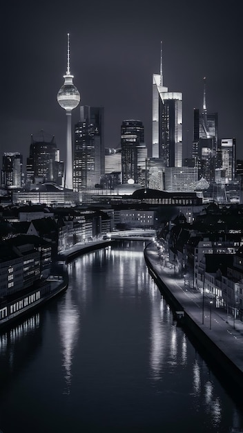 Skyline of Frankfurt at night