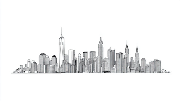 Photo skyline illustration of a cityscape in black and white