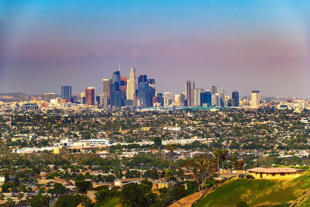 Skyline of los angeles in california from kenneth hahn state park