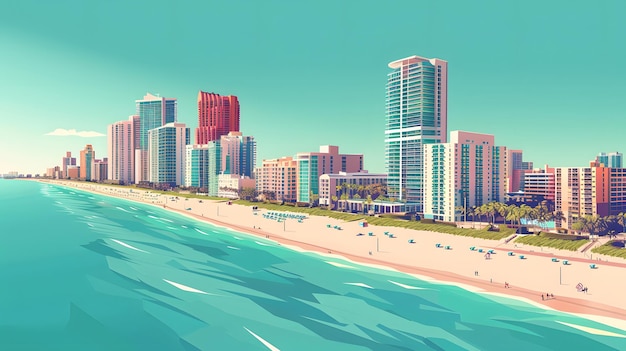 Photo skyline of miami beach from top summer in miami miami beach coastline panoramic view of luxury