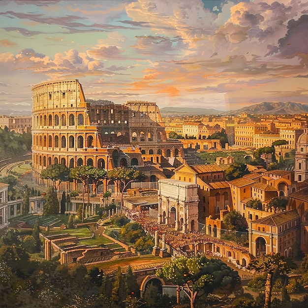 skyline of Rome Italy Colosseum