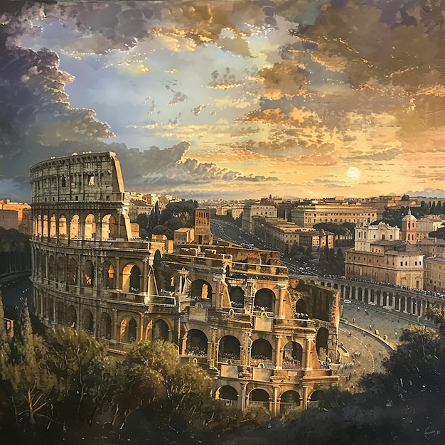 skyline of Rome Italy Colosseum